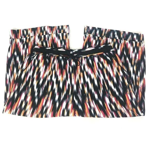 NY Collection Multi Color Printed Drawstring Capri Lounge Pants Stretch XL - Picture 3 of 5